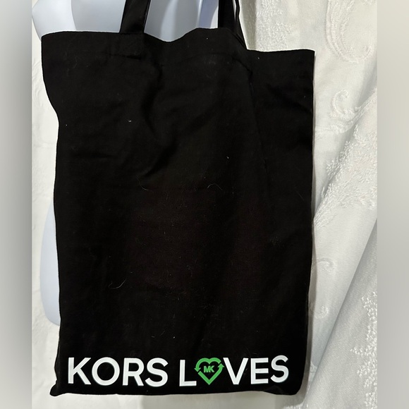 Michael Kors Black Canvas Tote with Green Accent - Picture 1 of 2